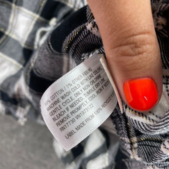 A New Day Shirt Women 2XL Black Plaid Button Up Collared Long Sleeve Cotton - Picture 6 of 9